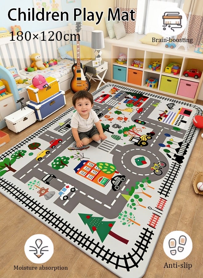 LOKIPA Kids Play Mat, 120x180cm Crawling Mat, Non-Slip Baby Crawling Carpet, Extra Large Activity Mat, Hopscotch Play Mat Rug, City Traffic Educational Floor Mat, Newborn Play Mat, Easy-to-Clean Playroom Rug - Image 1
